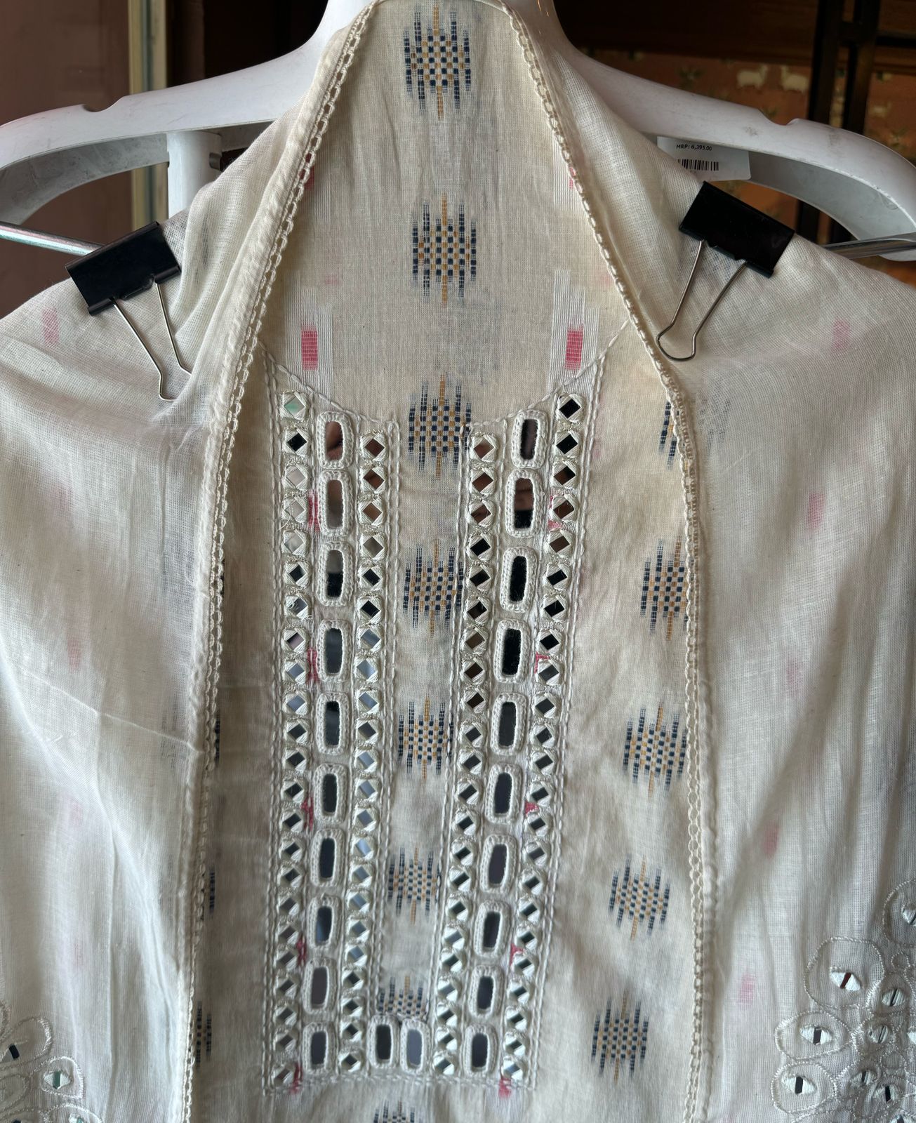 Pure Mul Mul cotton self weaving Unstitched Kurta