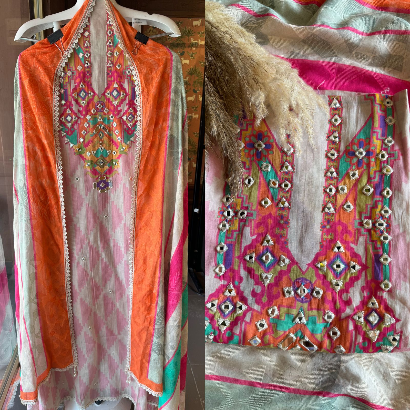 Mul Mul cotton unstitched Kurta