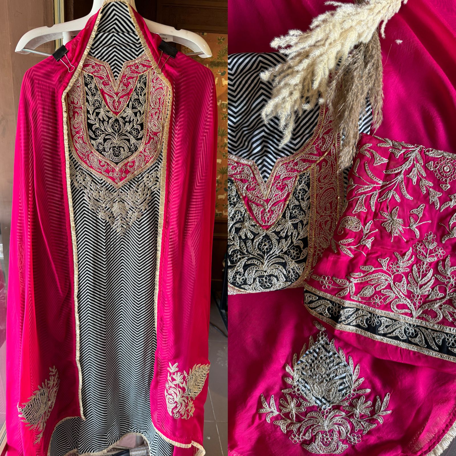 Pure Satin Silk Striped kurta