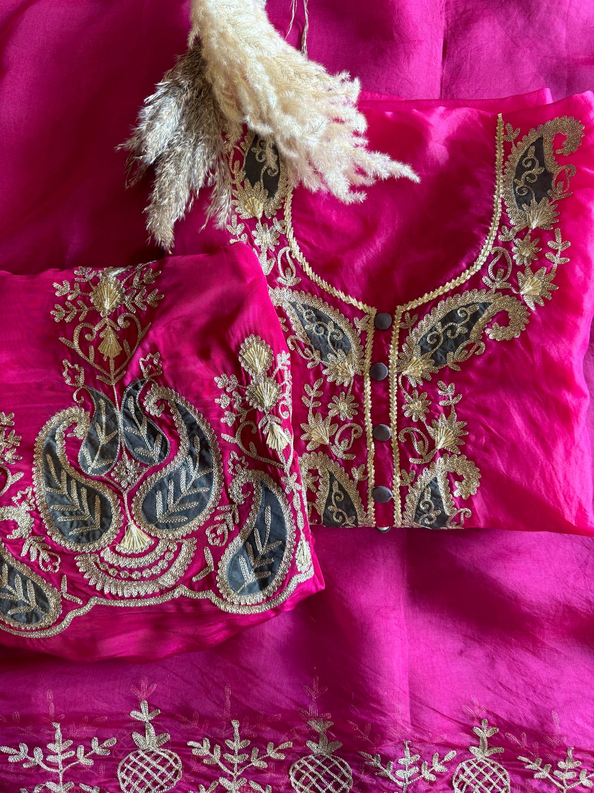 Pure organza Unstitched Kurta