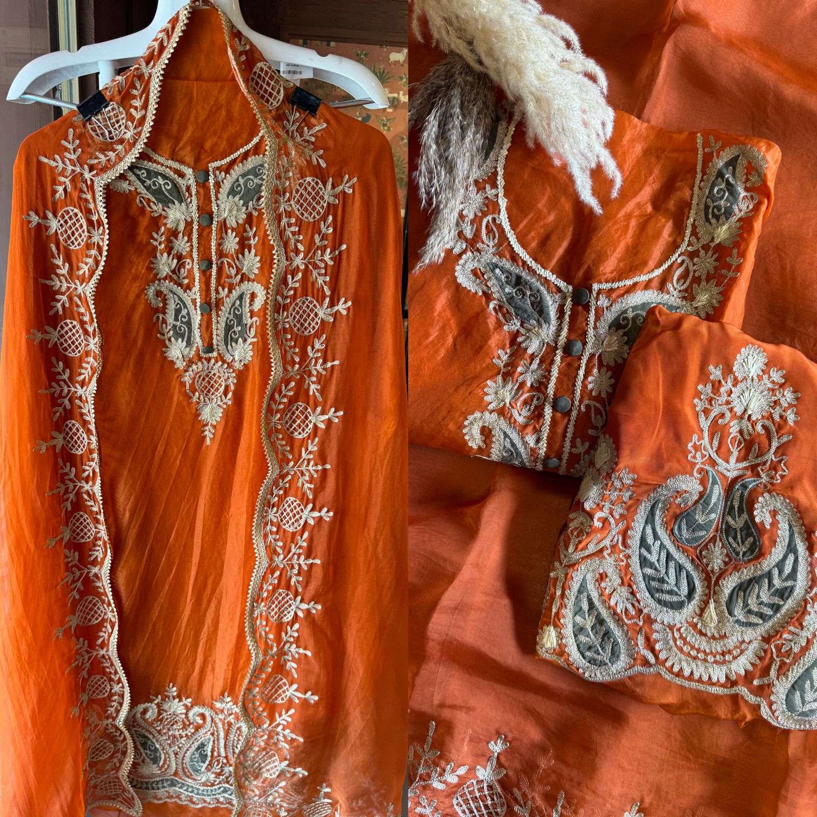 Pure organza Unstitched Kurta