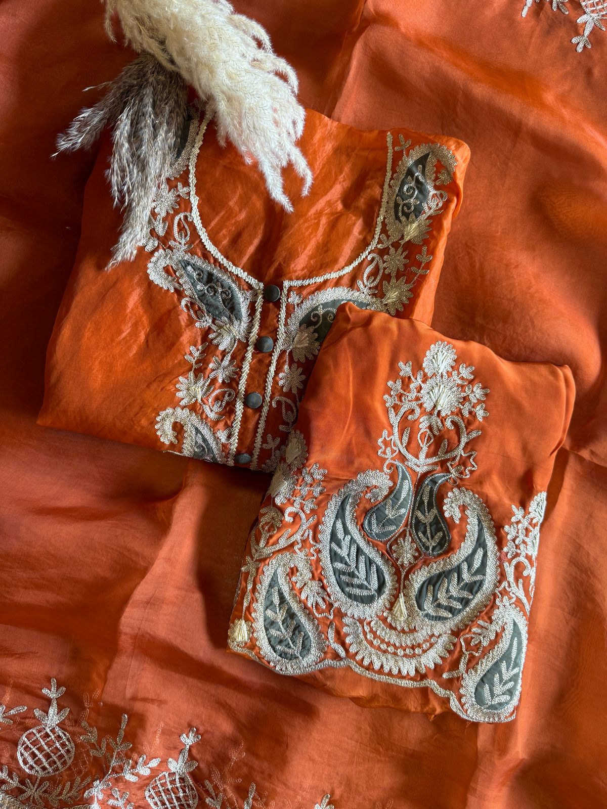 Pure organza Unstitched Kurta