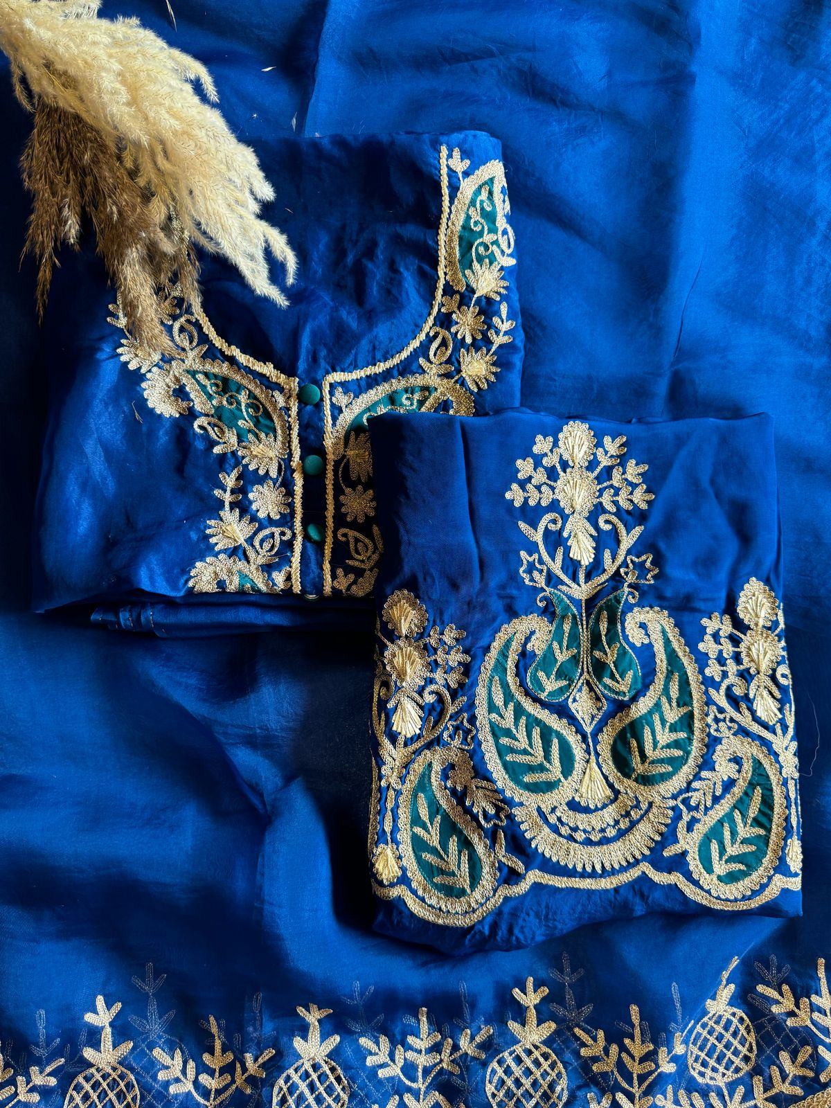 Pure organza Unstitched Kurta