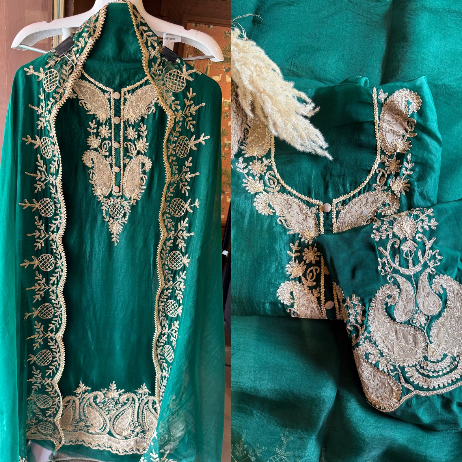 Pure organza Unstitched Kurta