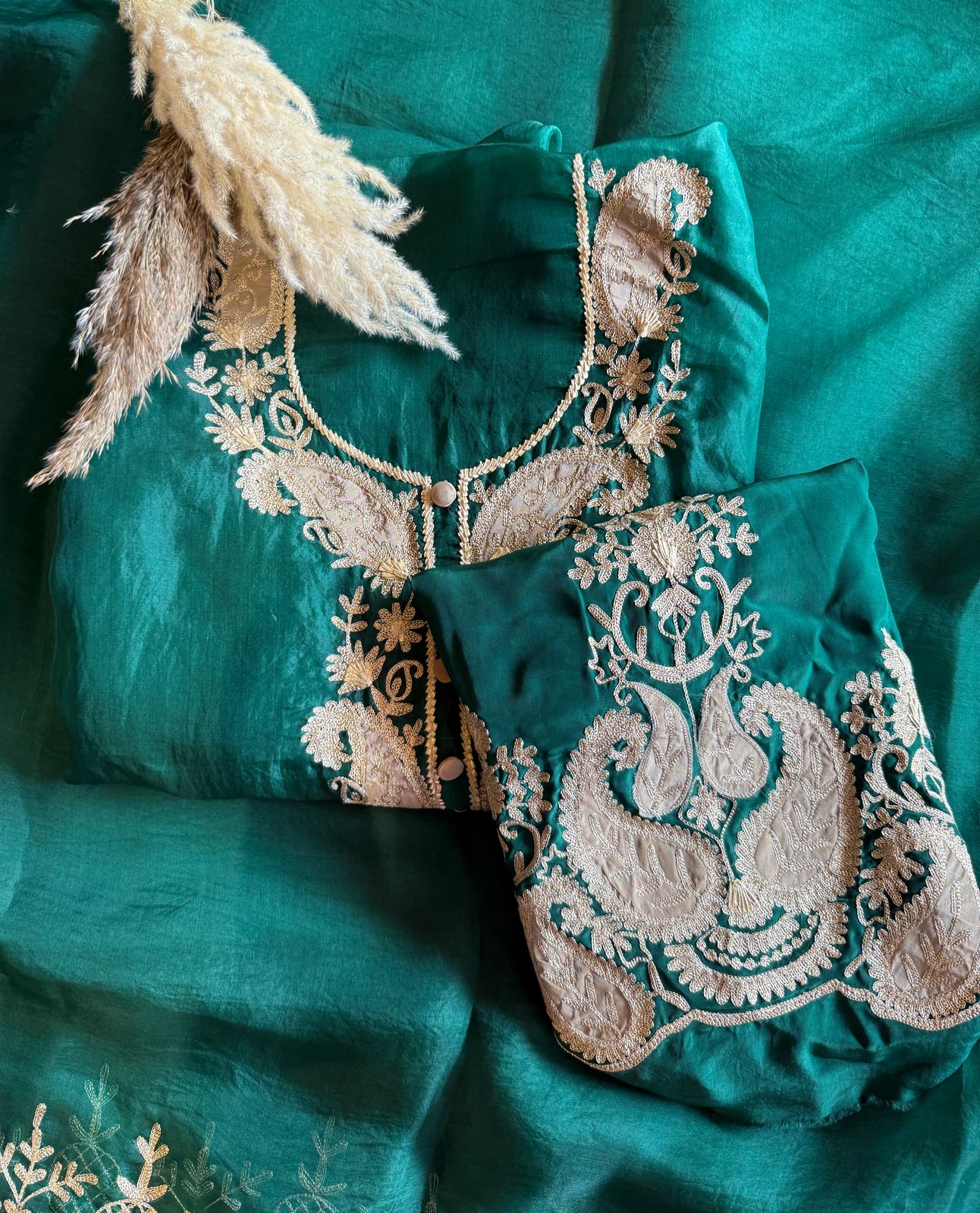 Pure organza Unstitched Kurta