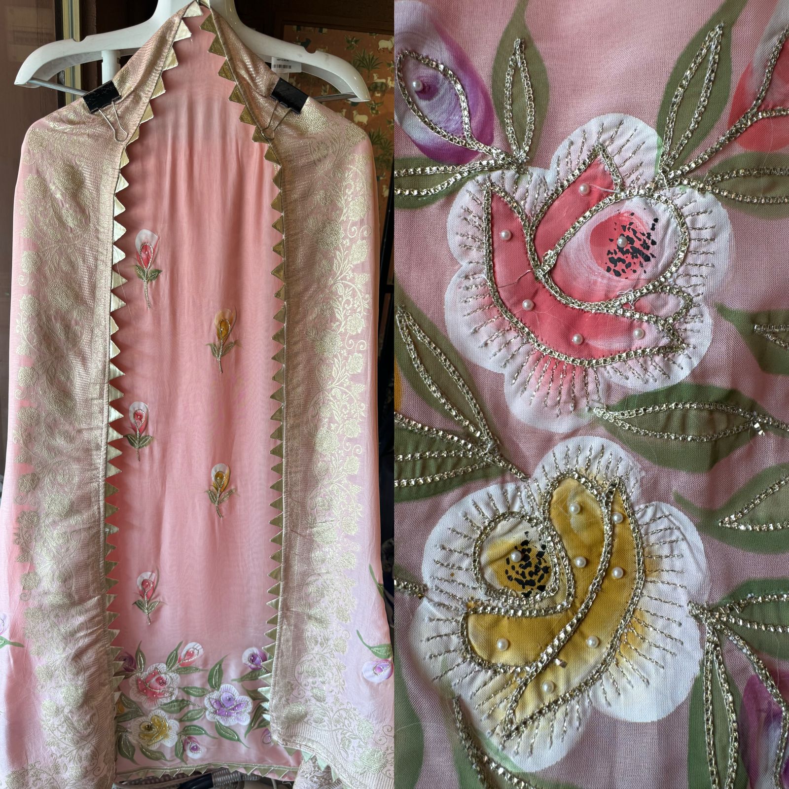 Soft organza Unstitched Kurta