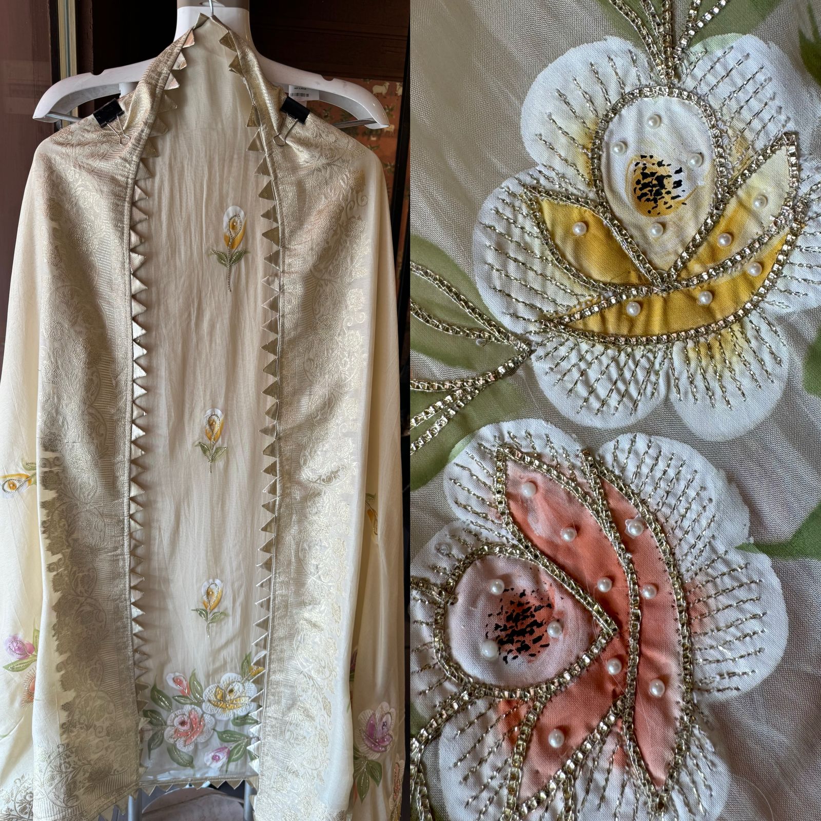 Soft organza Unstitched Kurta