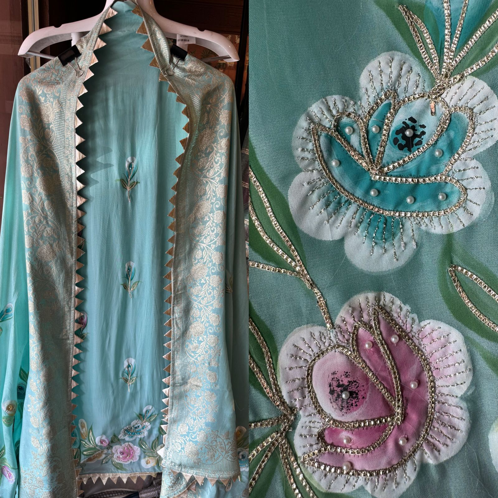 Soft organza Unstitched Kurta