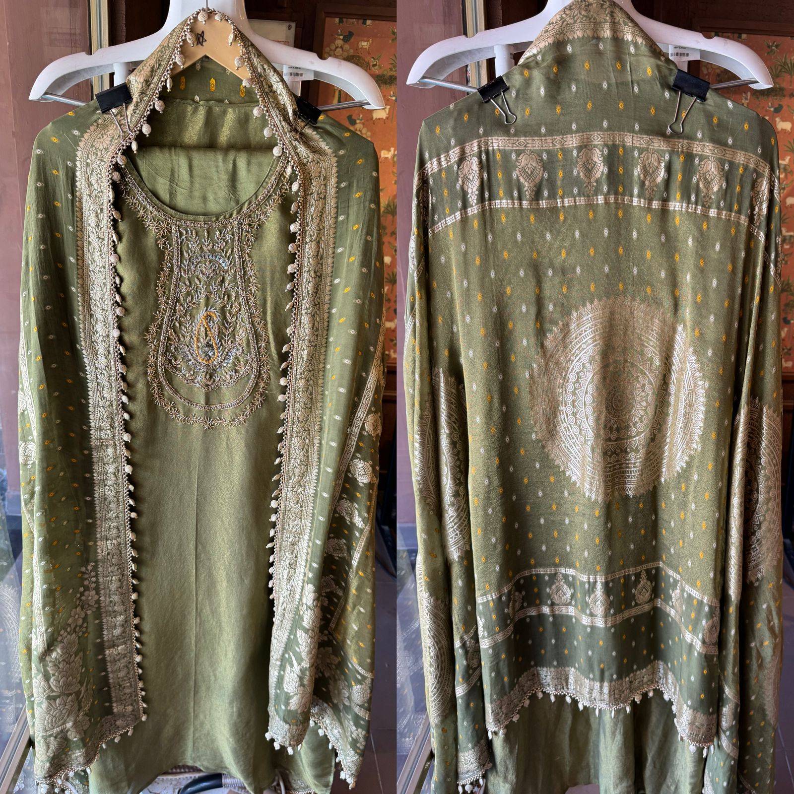 Shimmer tissue semi stitched suit