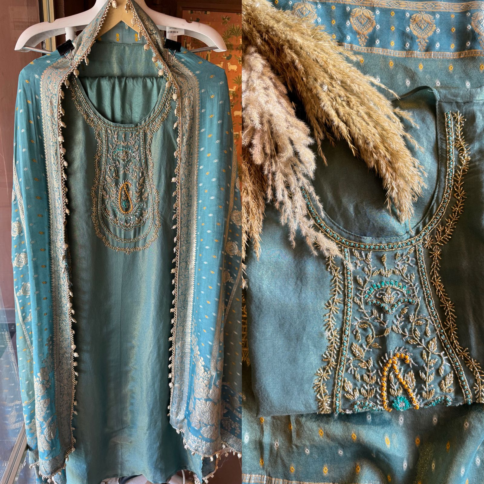 Shimmer tissue semi stitched suit