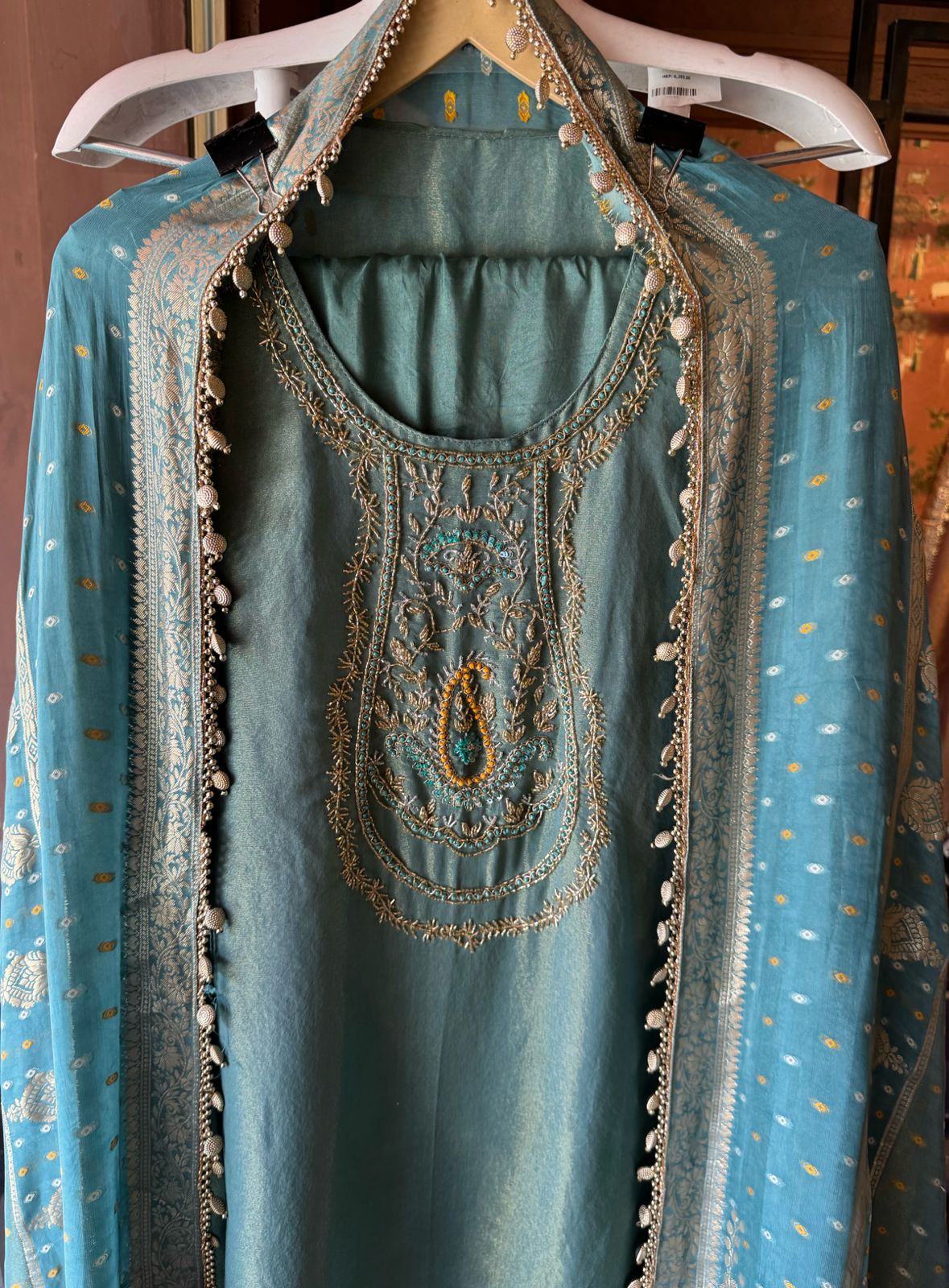 Shimmer tissue semi stitched suit