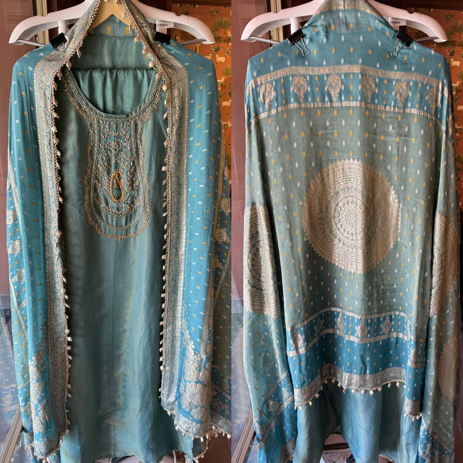 Shimmer tissue semi stitched suit