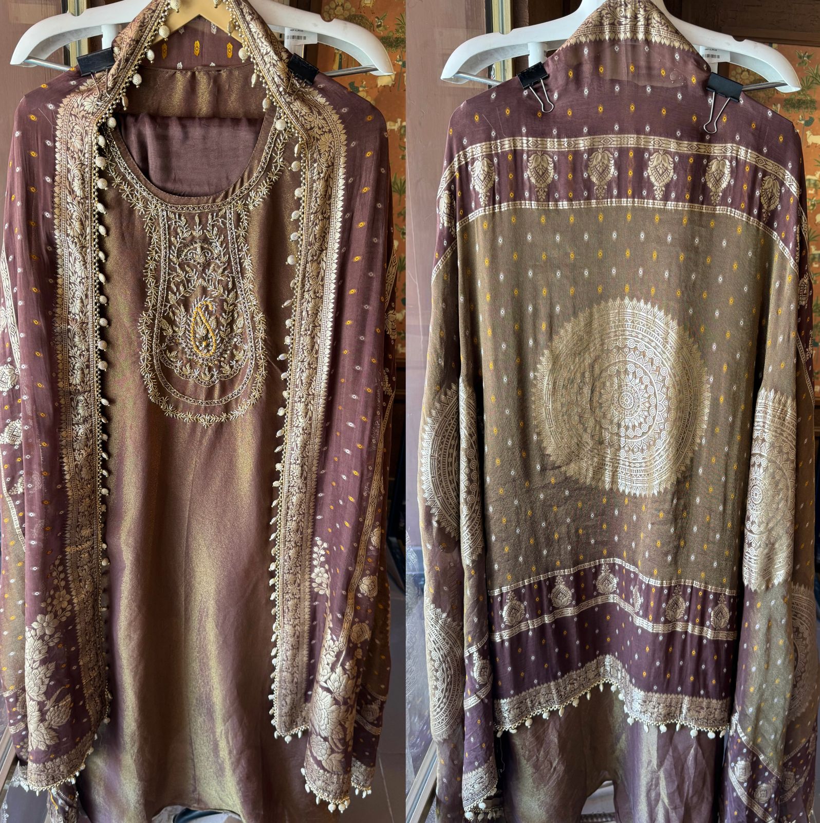 Shimmer tissue semi stitched suit