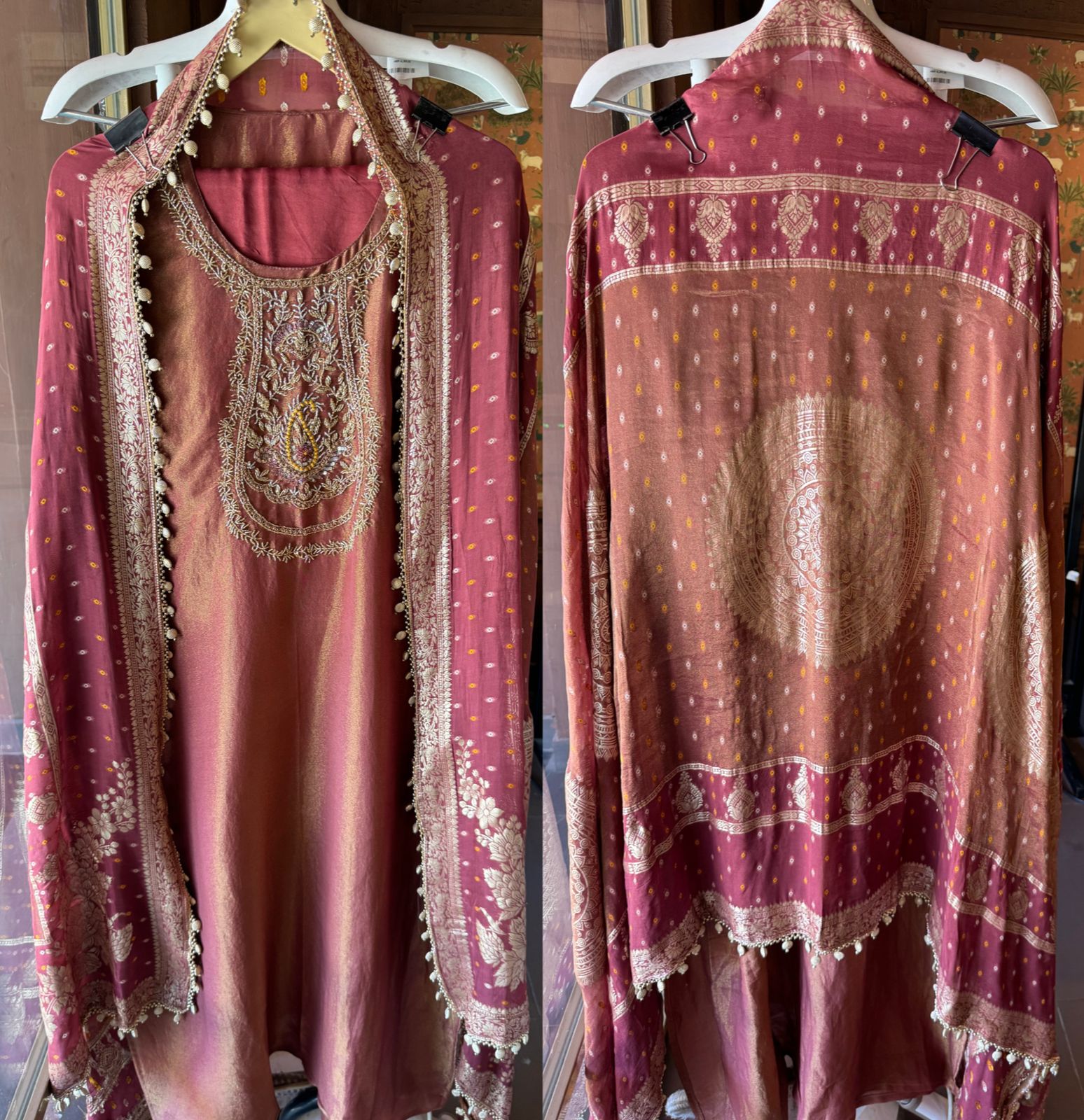 Shimmer tissue semi stitched suit