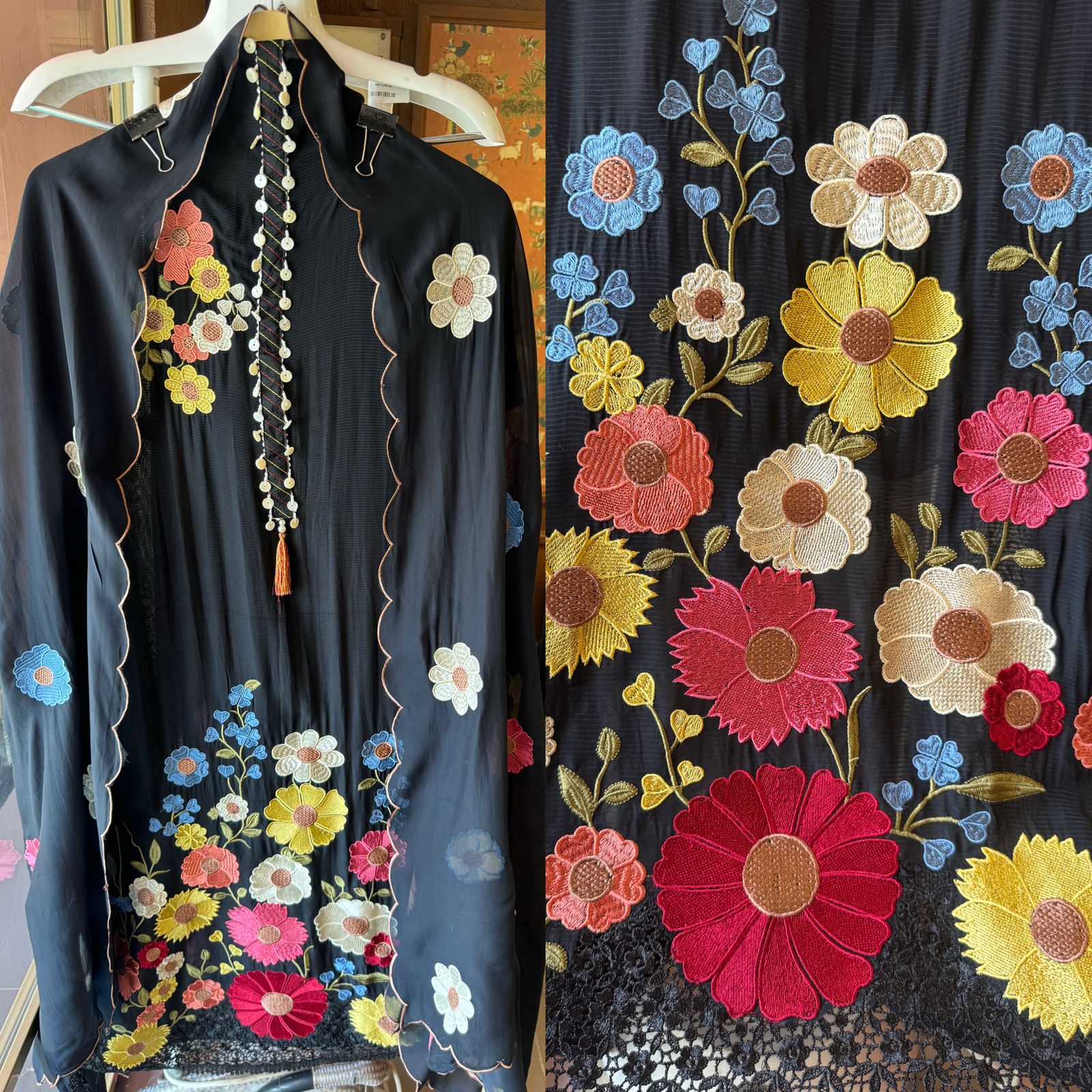 Self Stripes Organza Unstitched shirt