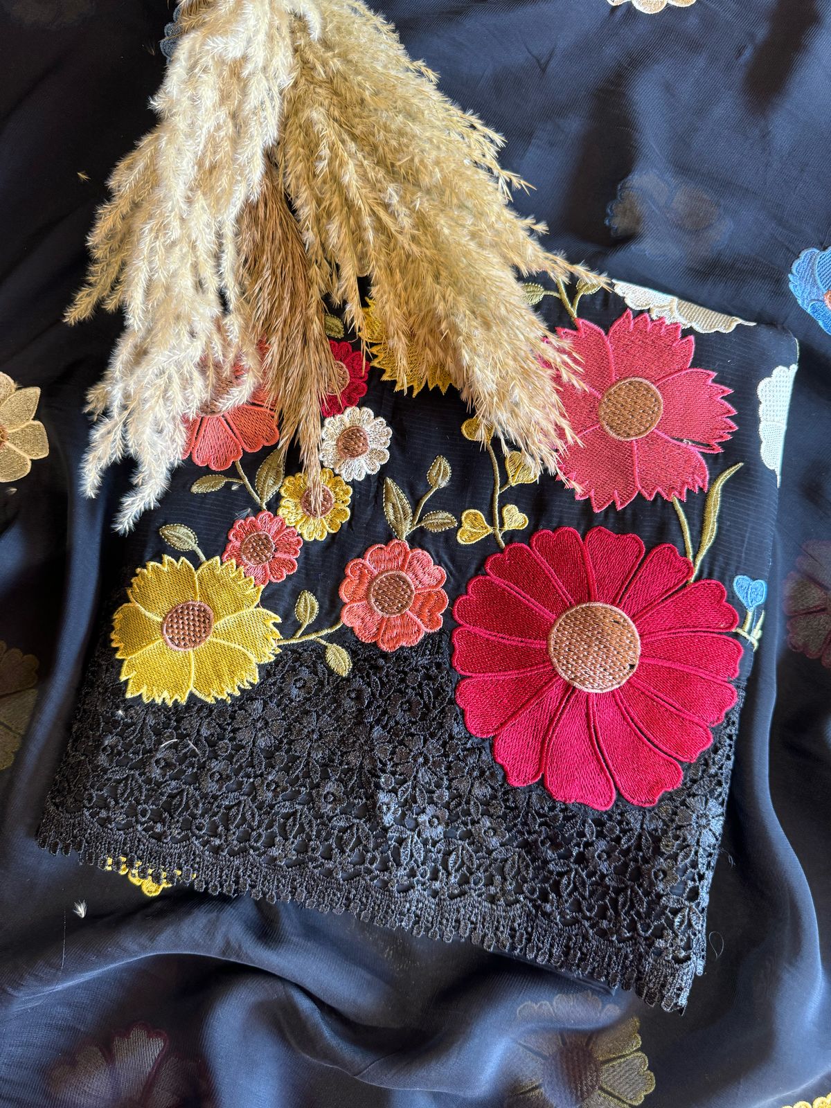 Self Stripes Organza Unstitched shirt