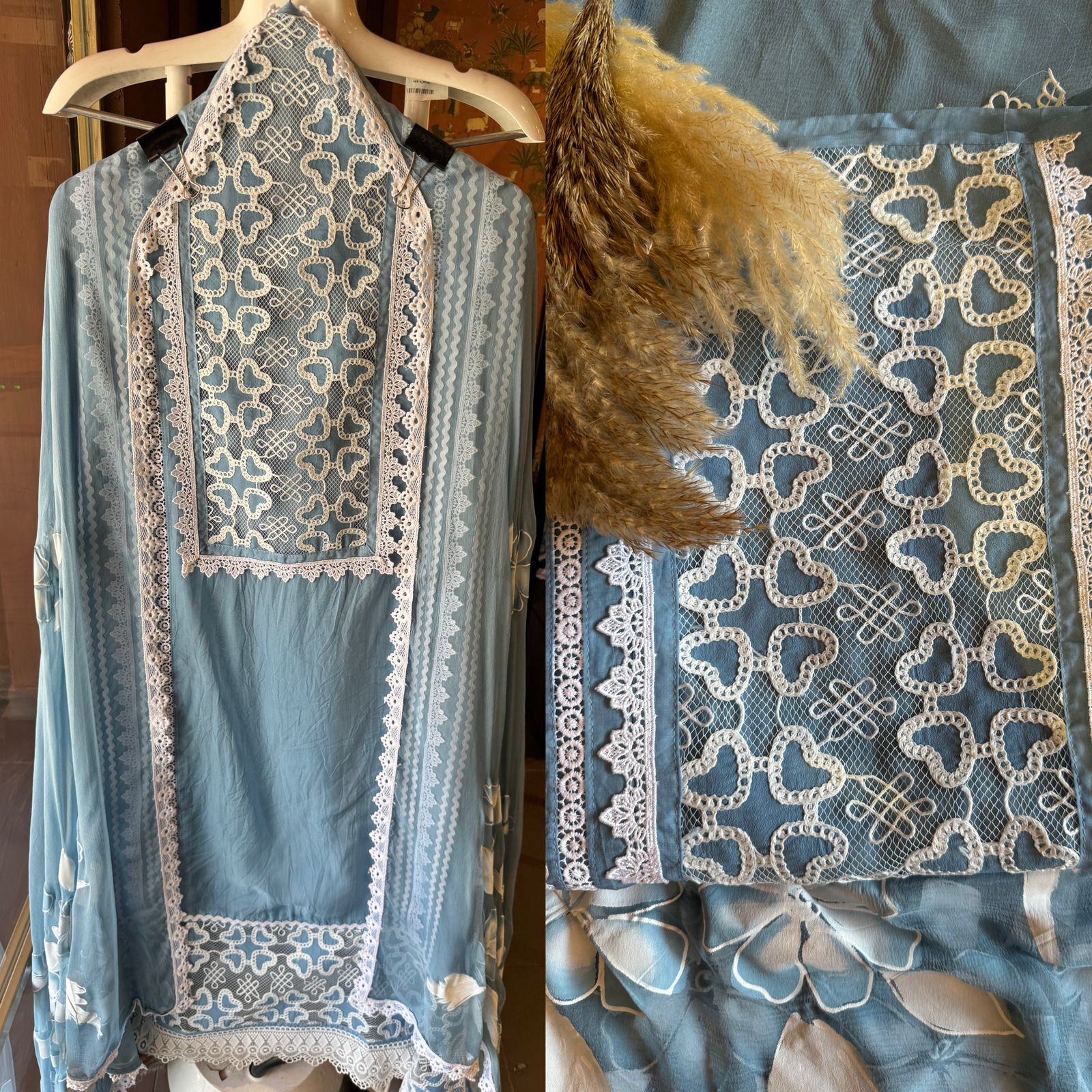 Pure soft organza  unstitched Suit