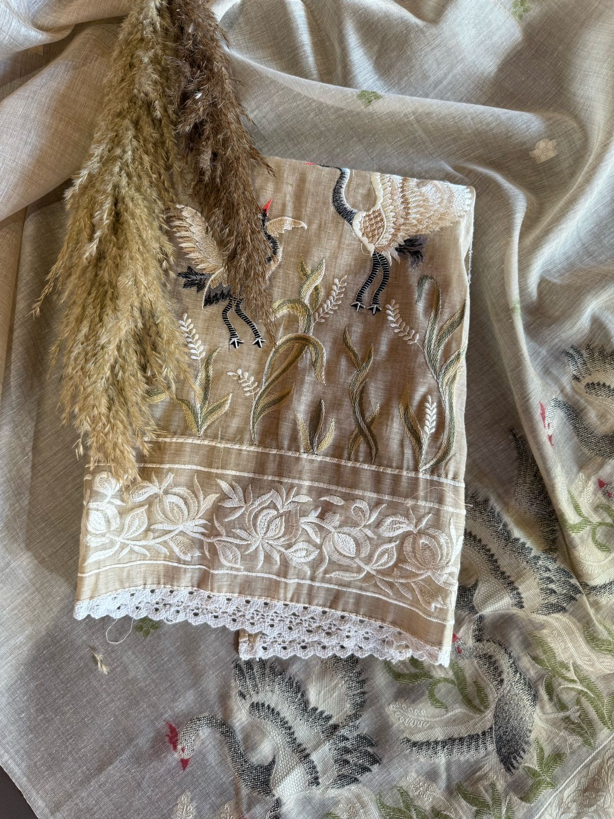 Jamdaani cotton Unstitched Suit