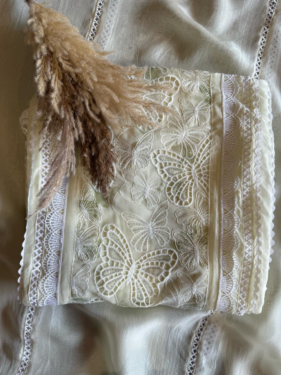 Pure soft organza  unstitched Suit