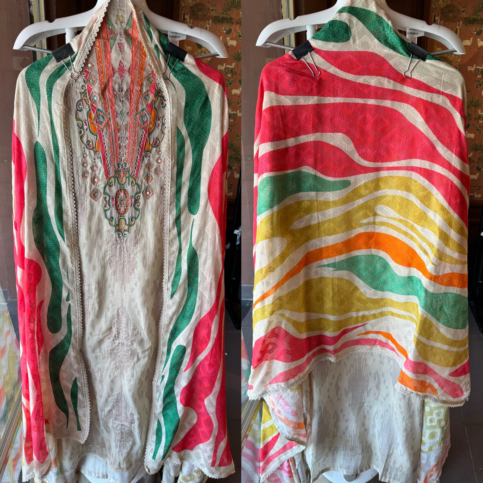 Mul Mul cotton chanderi unstitched Kurta