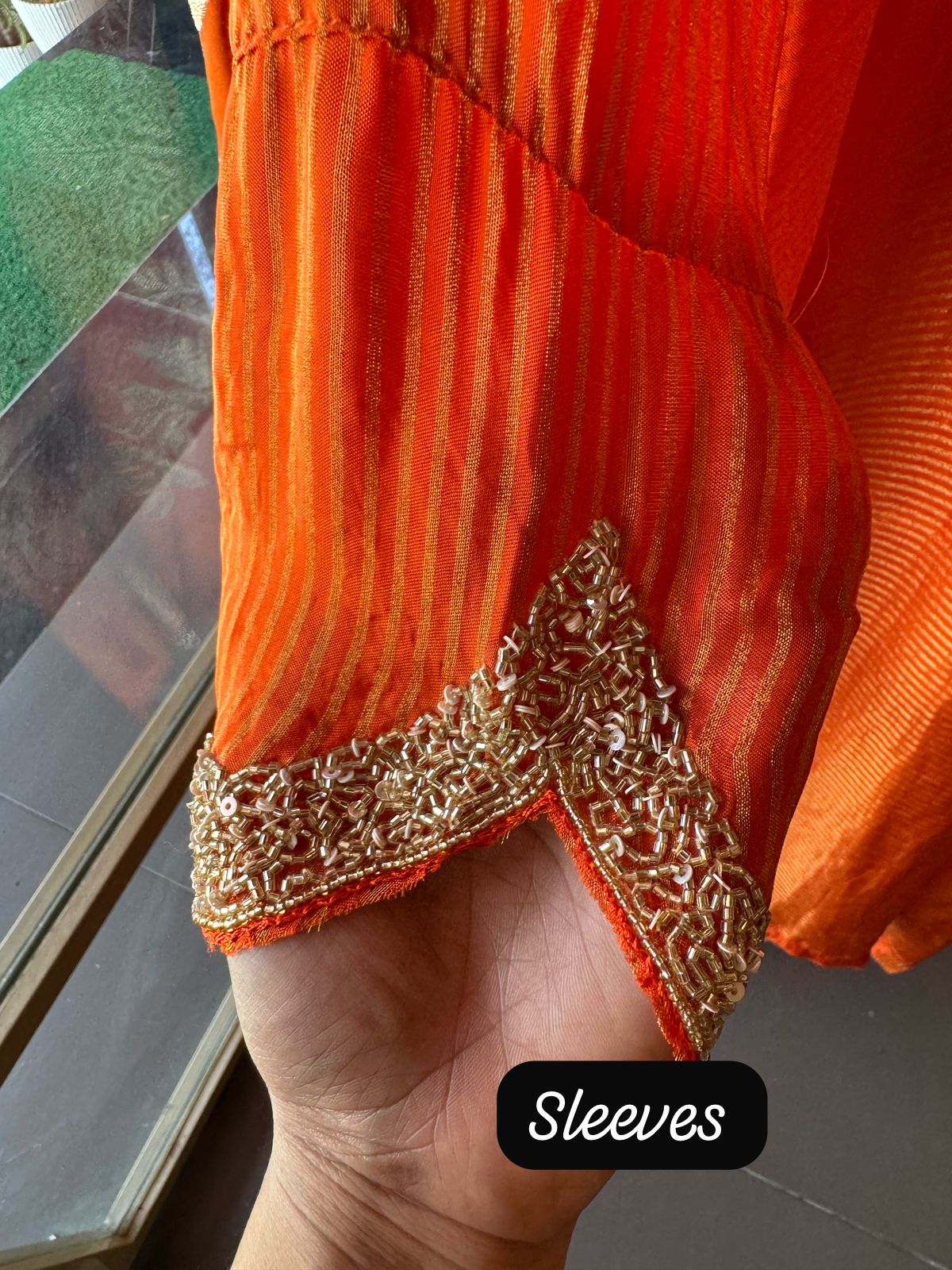 Self Tissue Kurta with Gold lurex