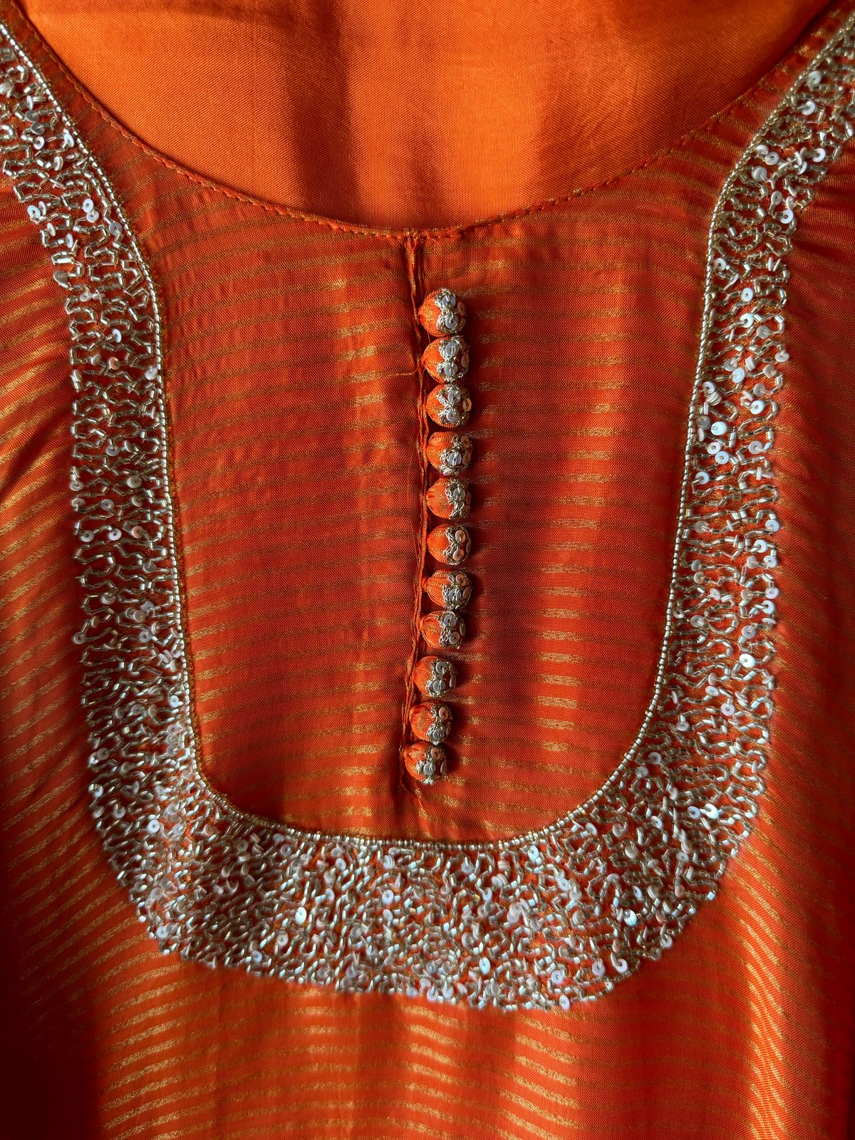 Self Tissue Kurta with Gold lurex