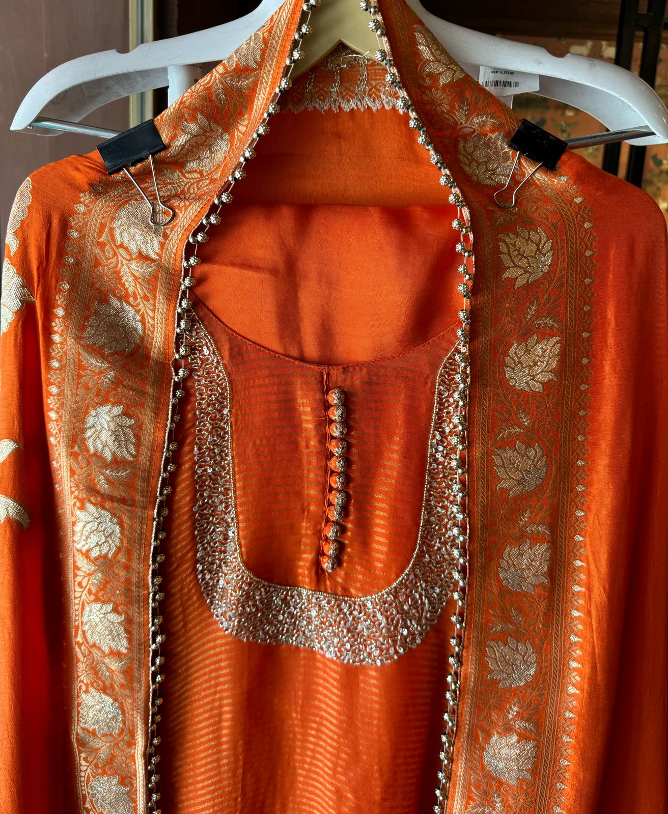 Self Tissue Kurta with Gold lurex