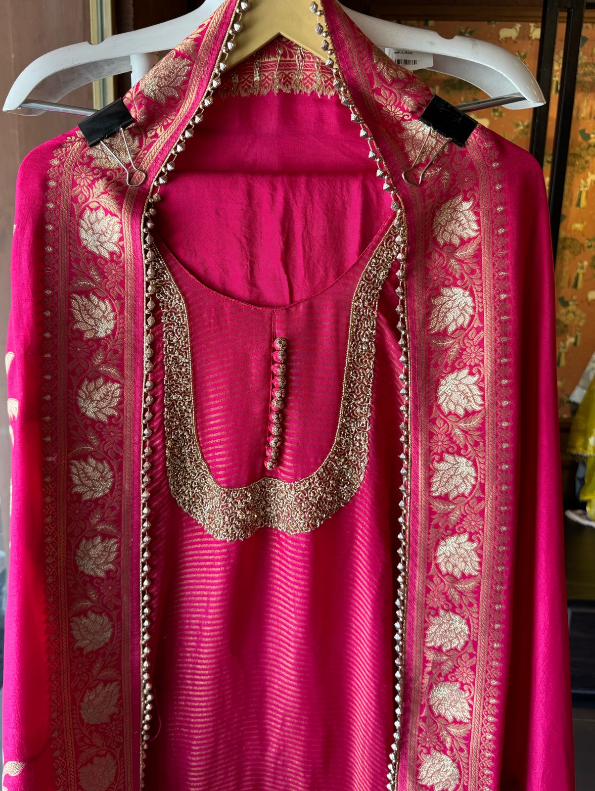 Self Tissue Kurta with Gold lurex