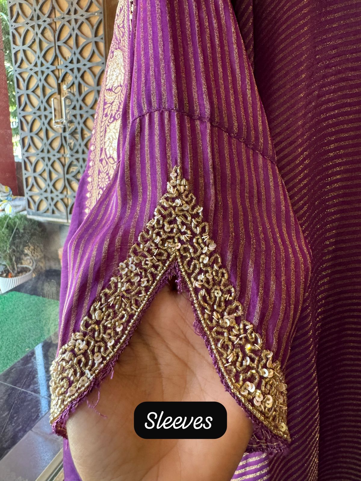 Self Tissue Kurta with Gold lurex