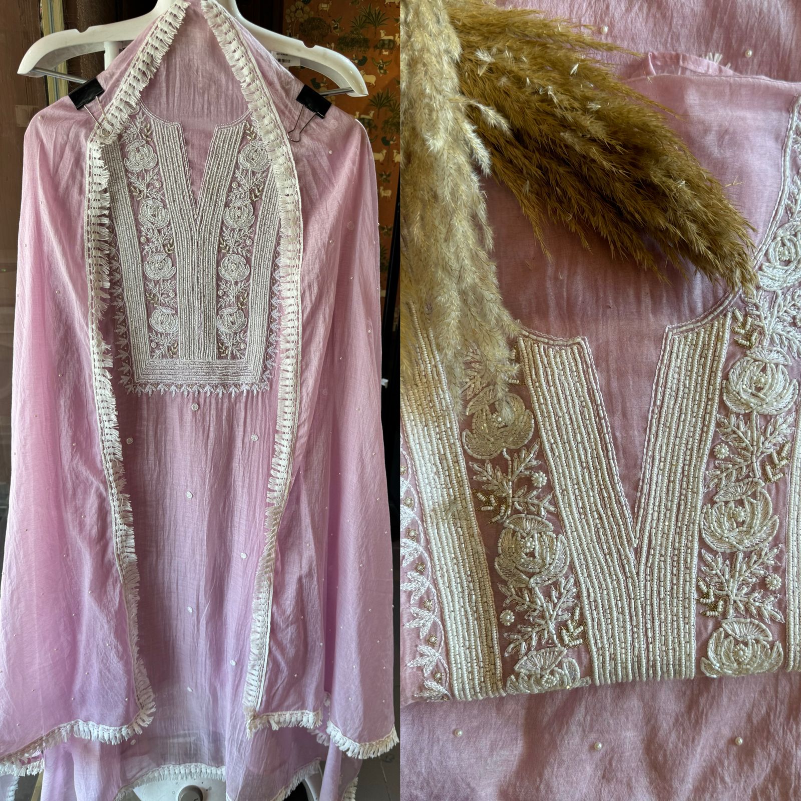 Pure Mul cotton chanderi Unstitched suit