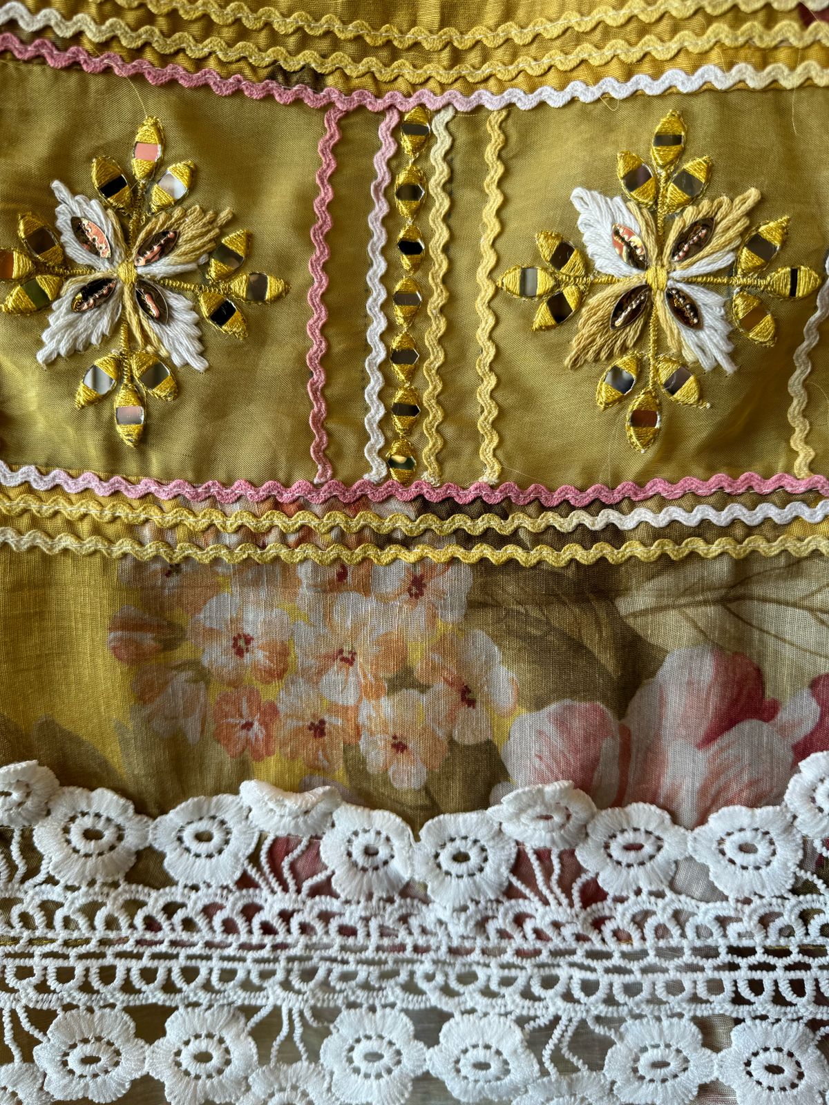 Shop Our New Floral linen digital prints with Multi coloured laces