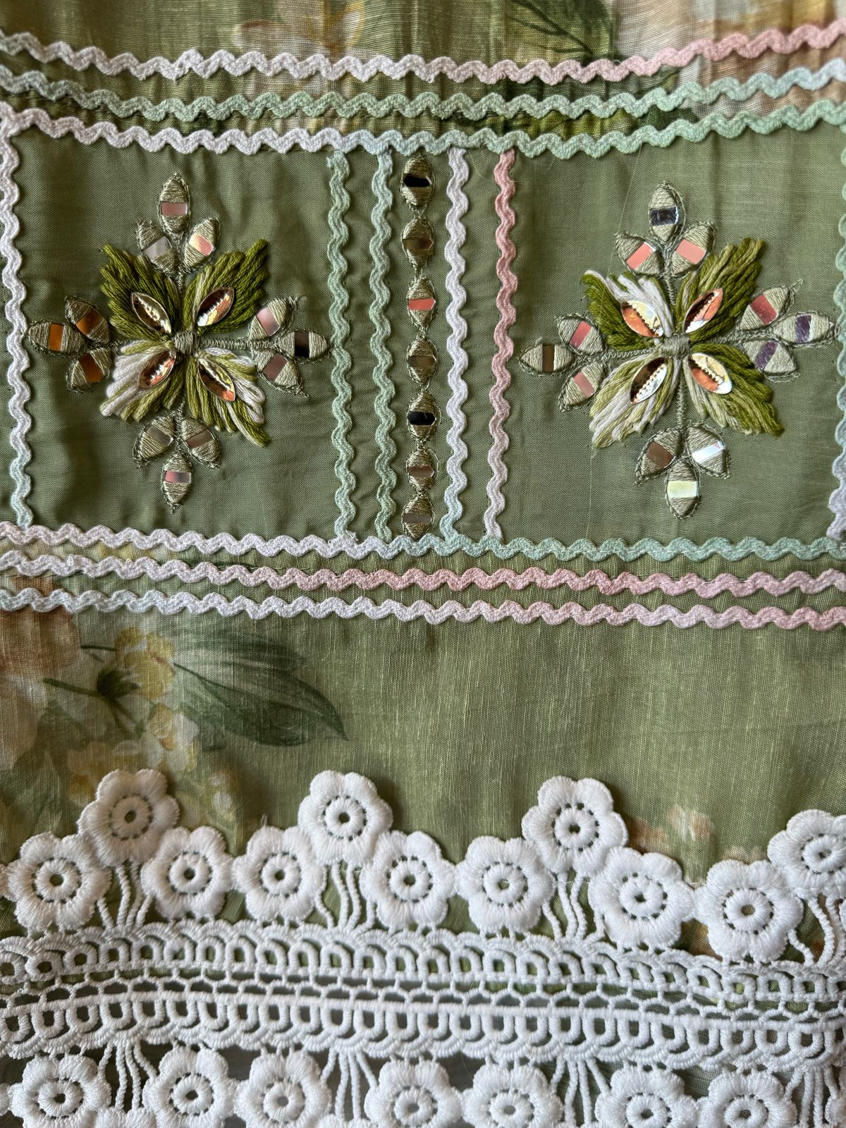 Shop Our New Floral linen digital prints with Multi coloured laces