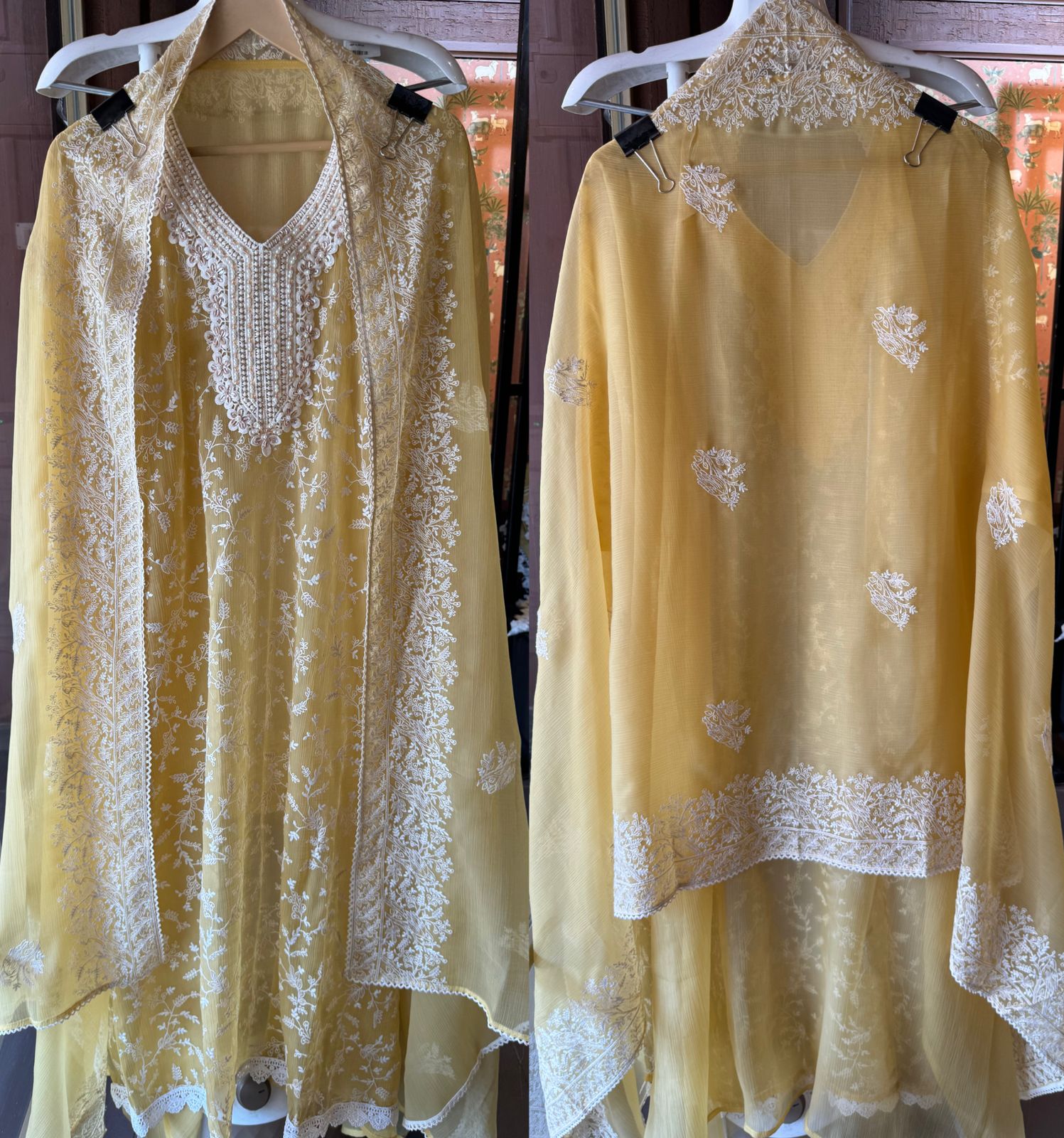 Crushed chiffon unstitched Suit