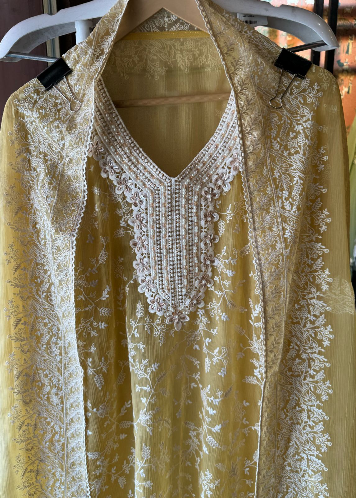 Crushed chiffon unstitched Suit
