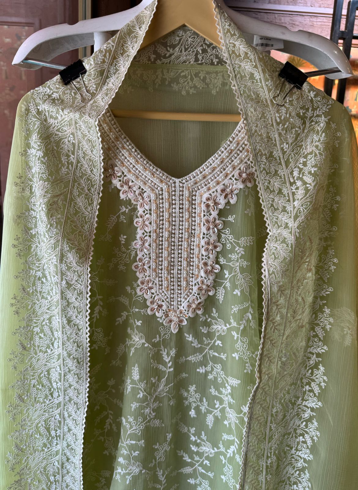 Crushed chiffon unstitched Suit