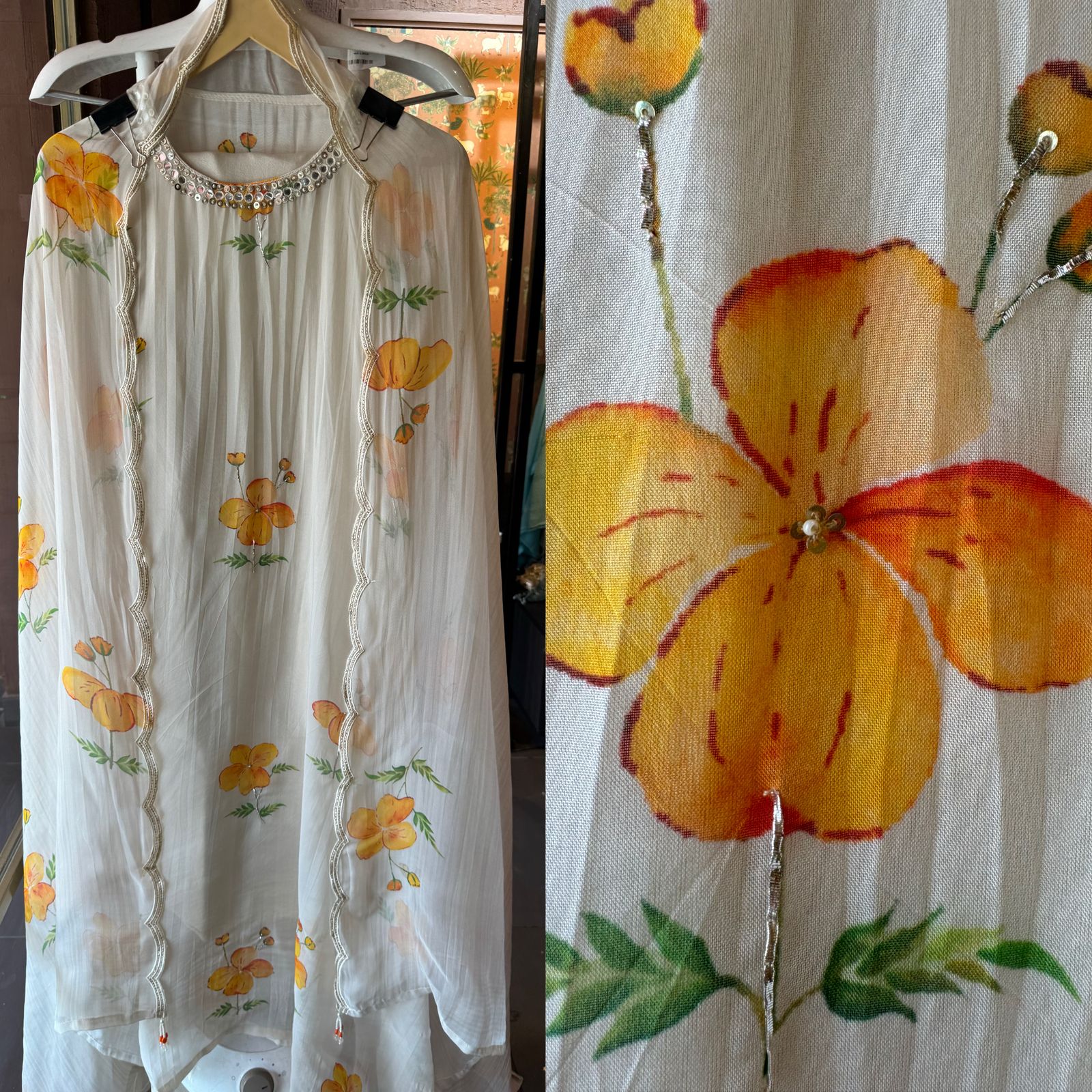 Soft organza Unstitched Suit