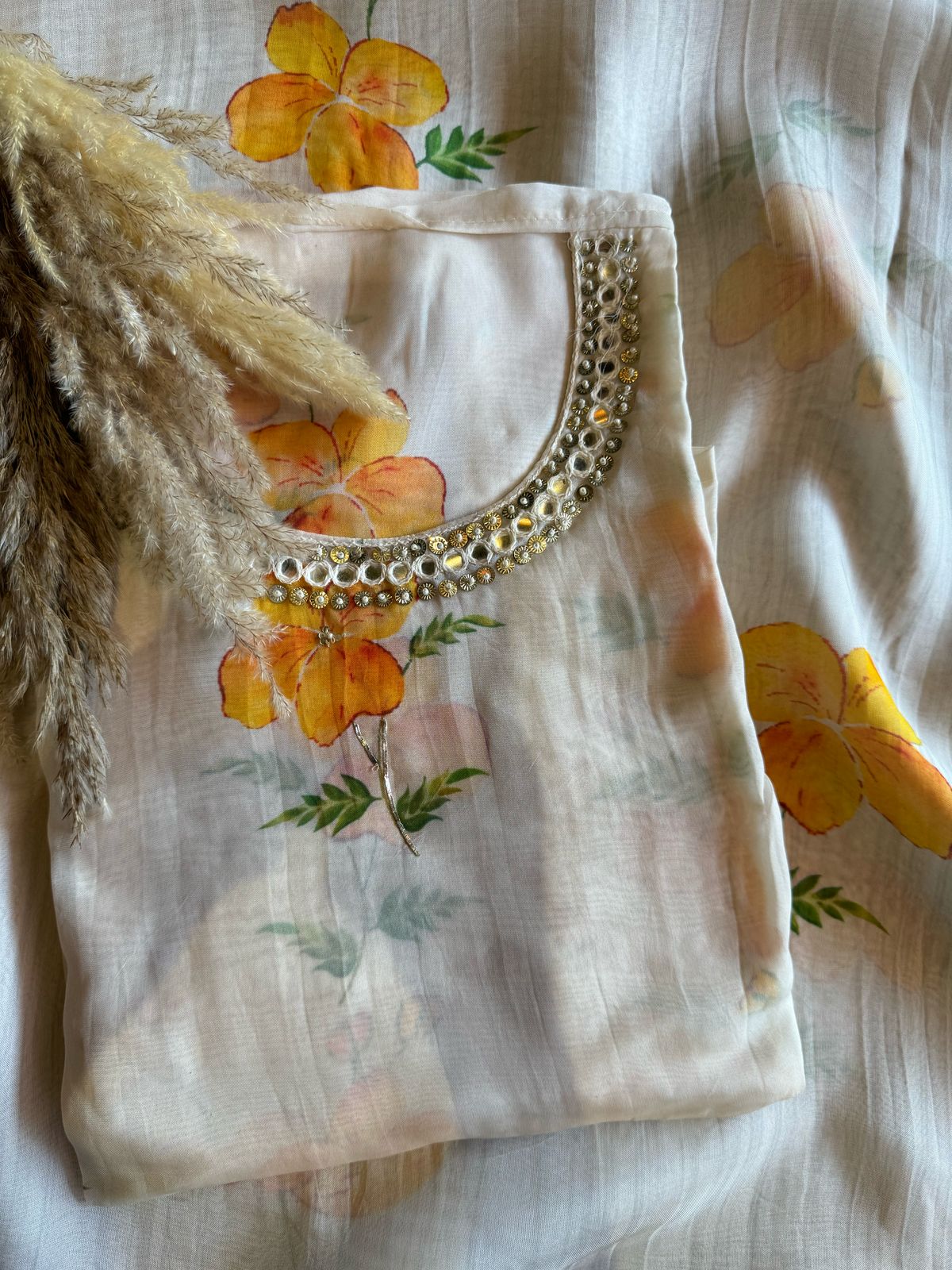 Soft organza Unstitched Suit