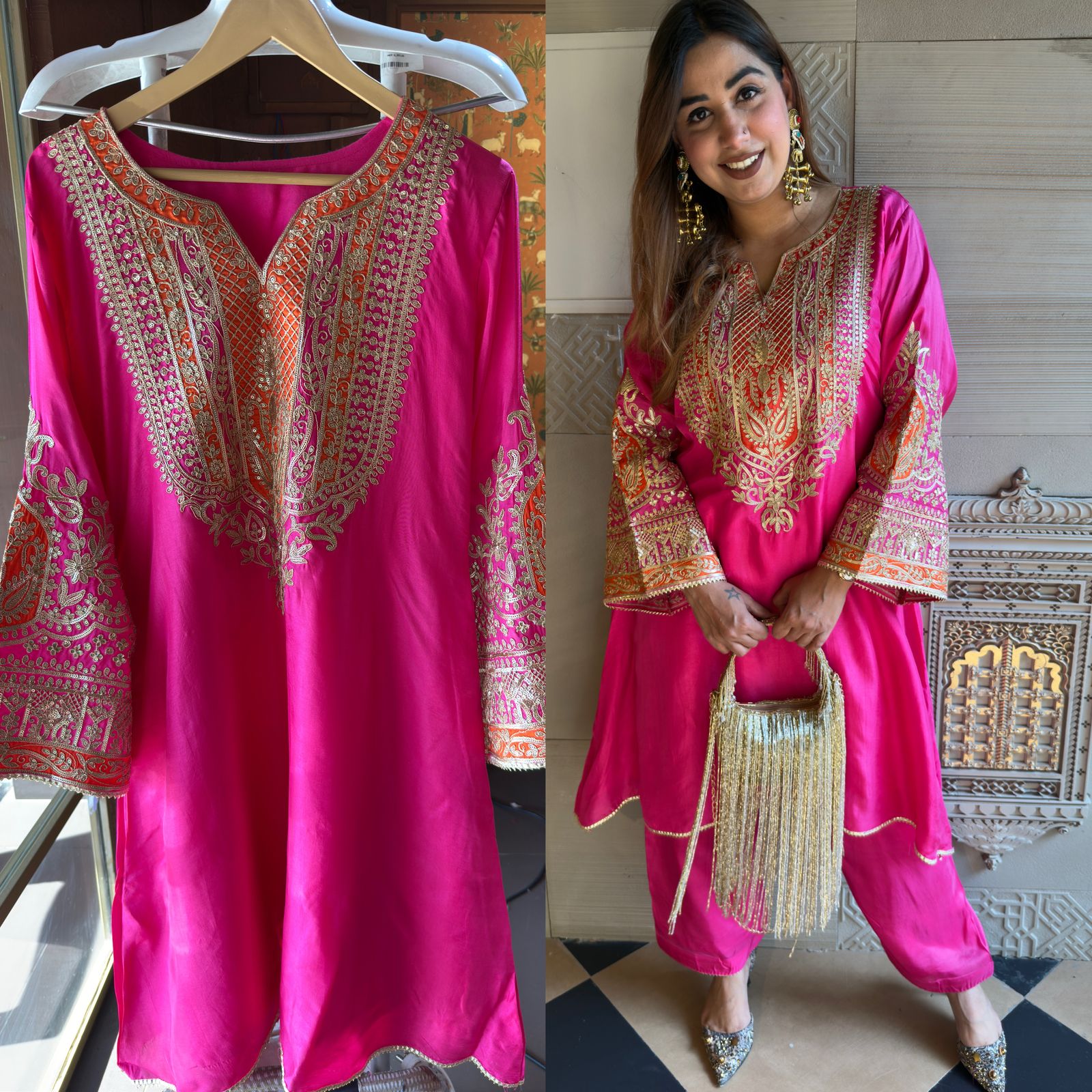 Pure 100% raw silk Kurta