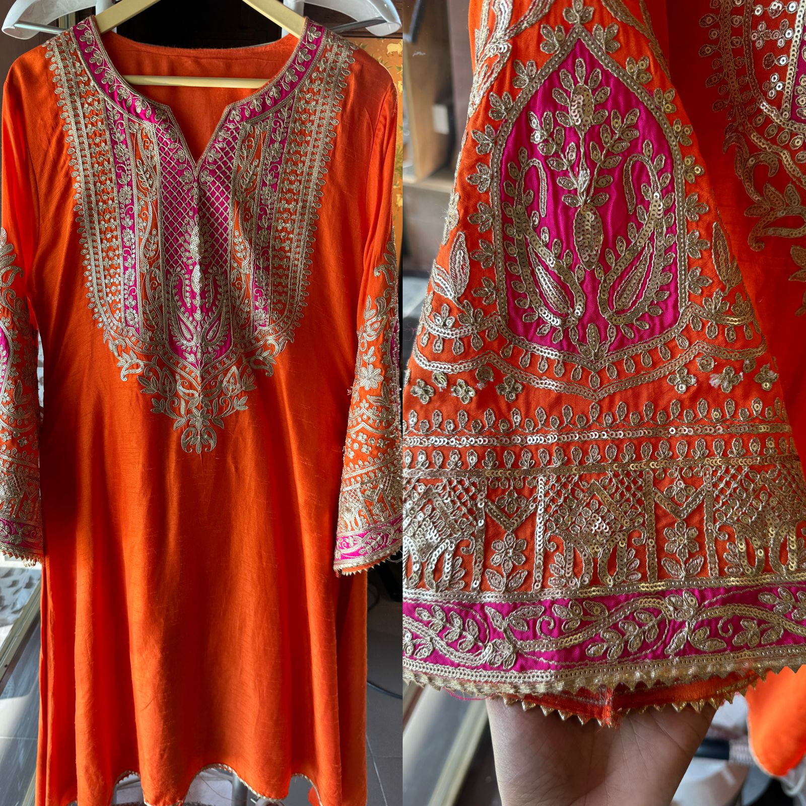 Pure 100% raw silk Kurta