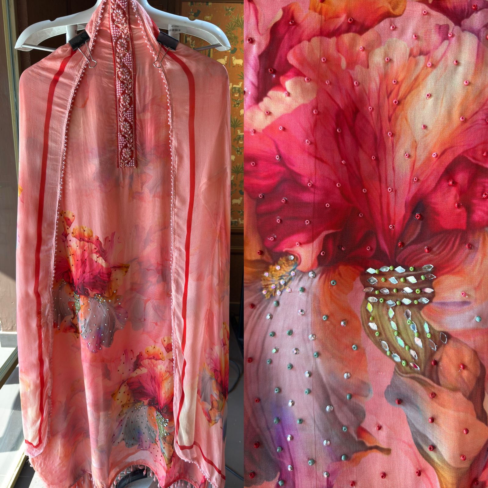 Digital printed organza Suit