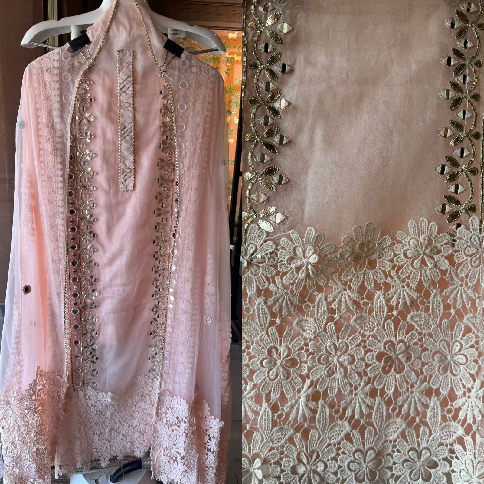 Mul cotton Suit with with designer front panel with Gotta work