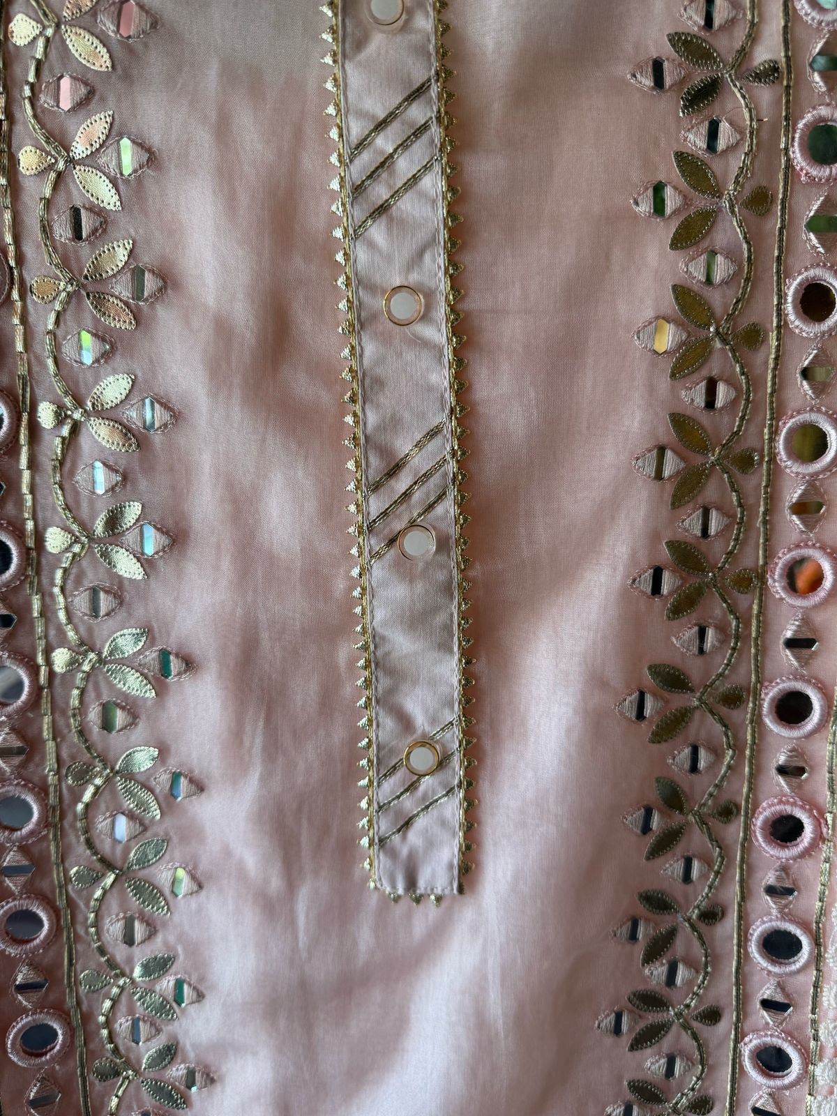 Mul cotton Suit with with designer front panel with Gotta work