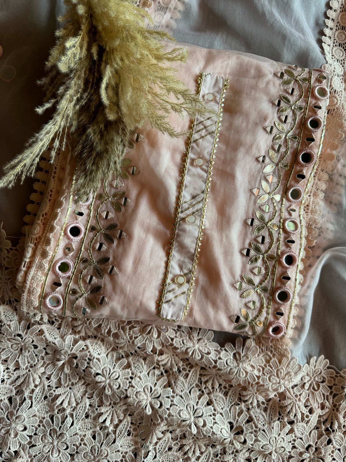 Mul cotton Suit with with designer front panel with Gotta work