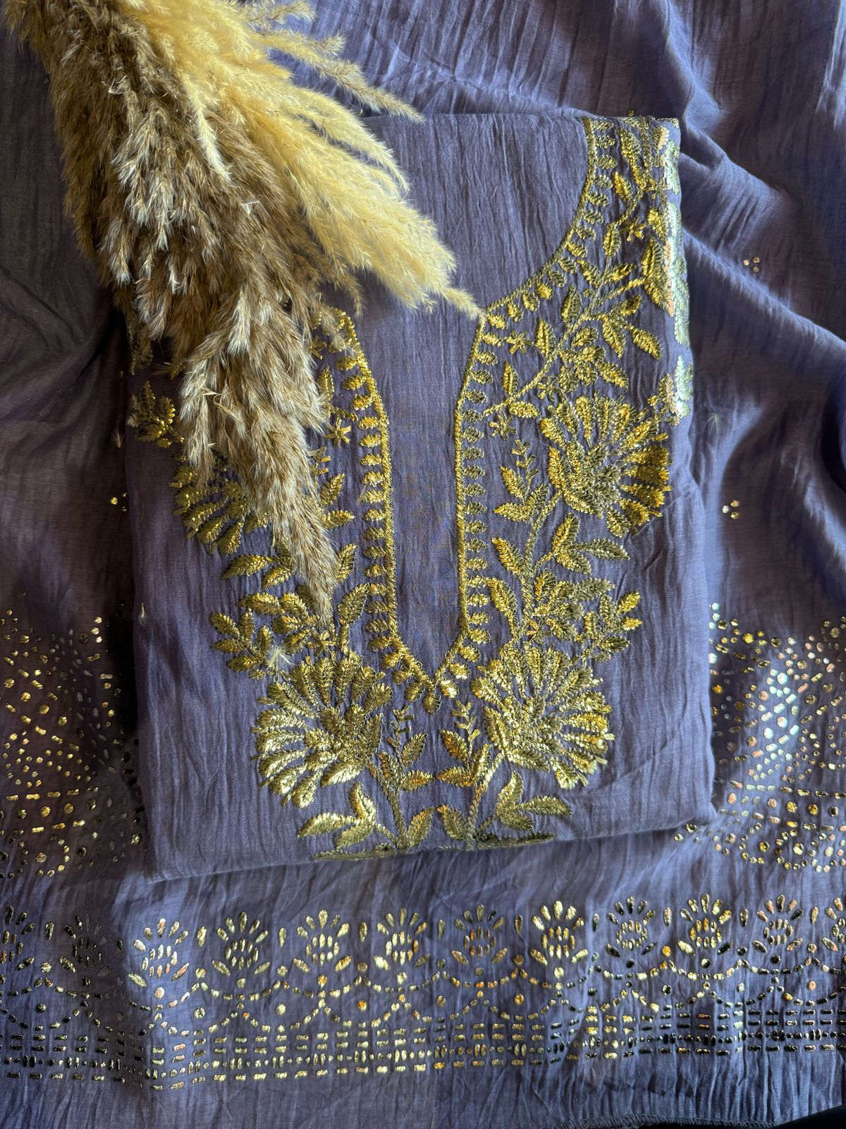 Shop Our latest Mul Chanderi Articles with pitta work