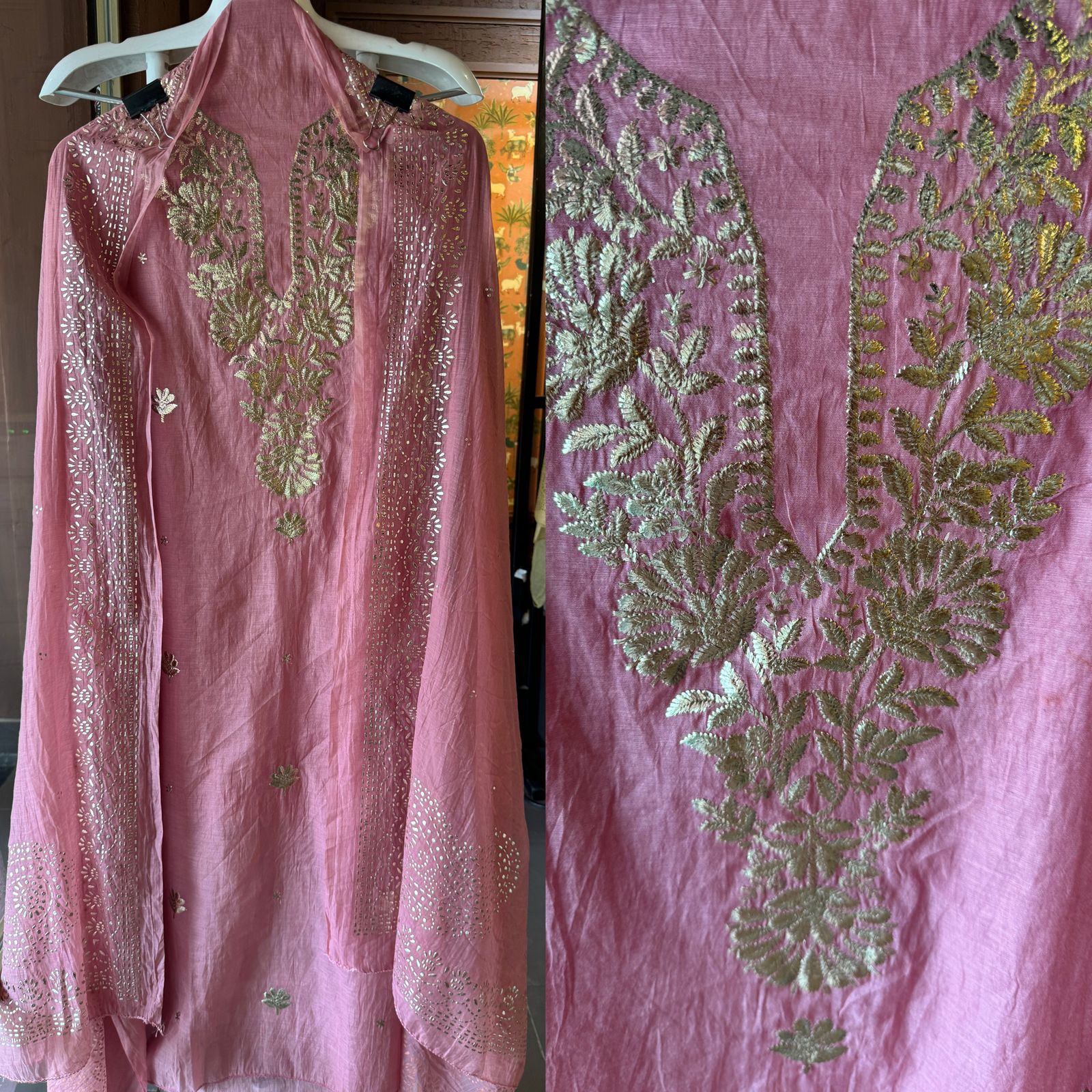 Shop Our latest Mul Chanderi Articles with pitta work