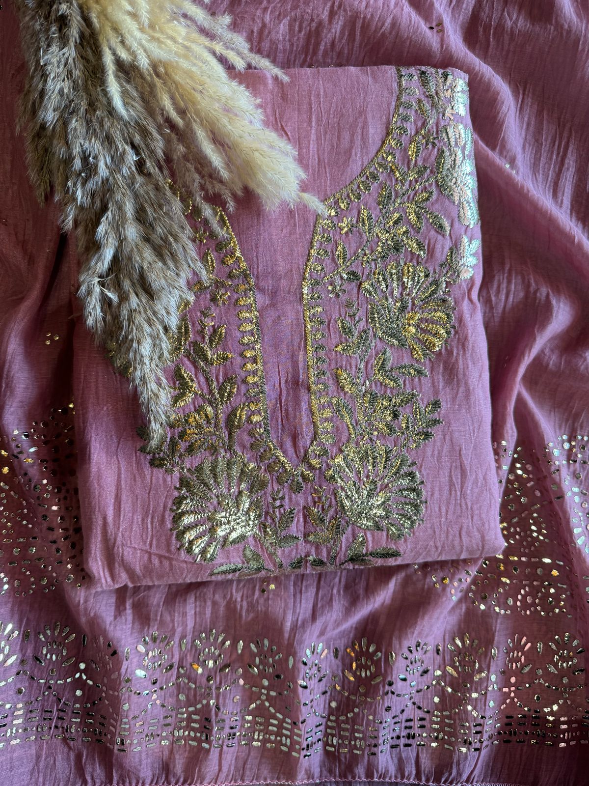 Shop Our latest Mul Chanderi Articles with pitta work