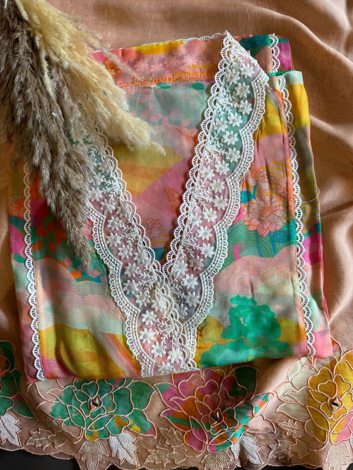 Latest launch on Orgabza with appliqué work Dupatta