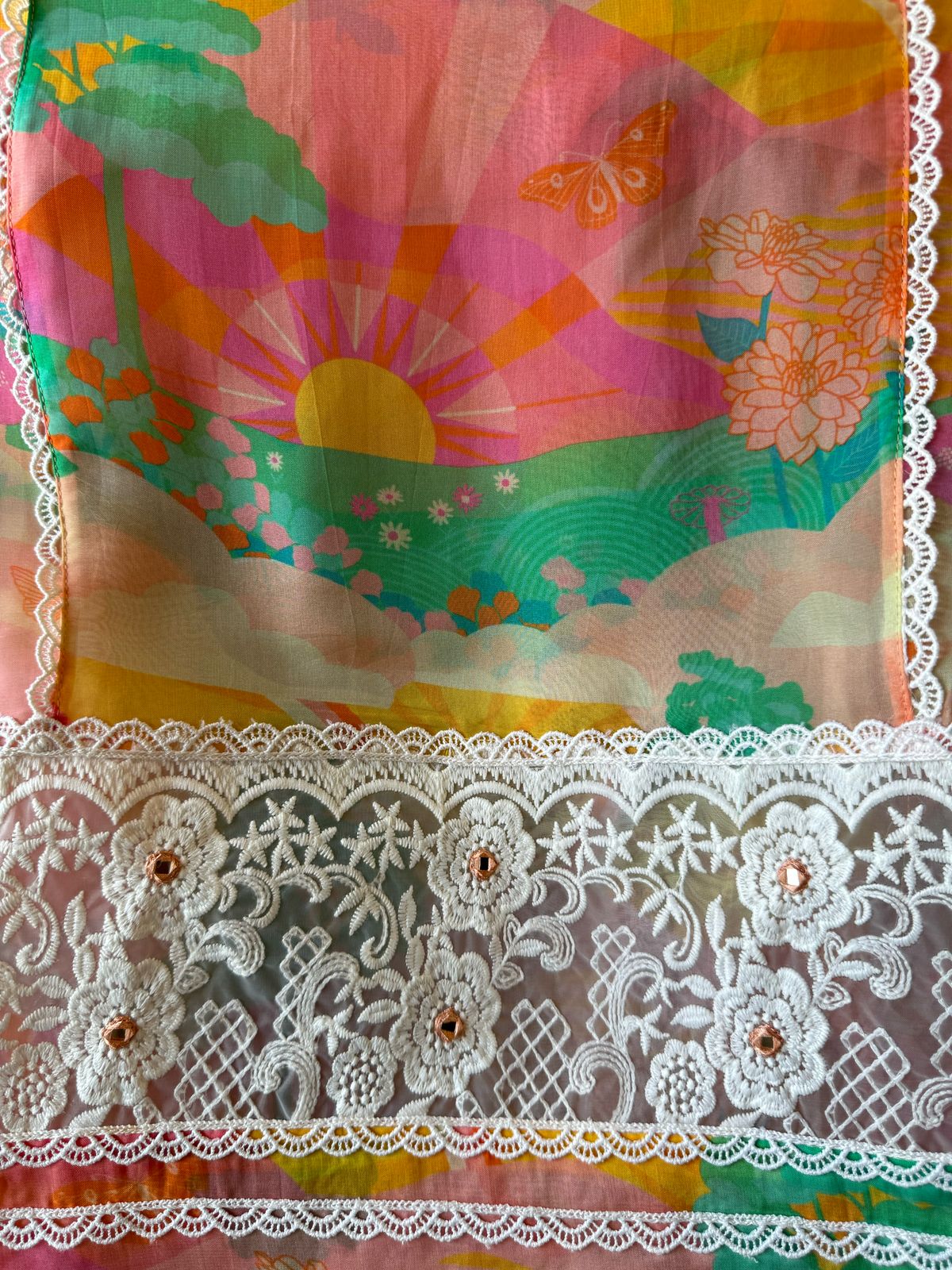 Latest launch on Orgabza with appliqué work Dupatta