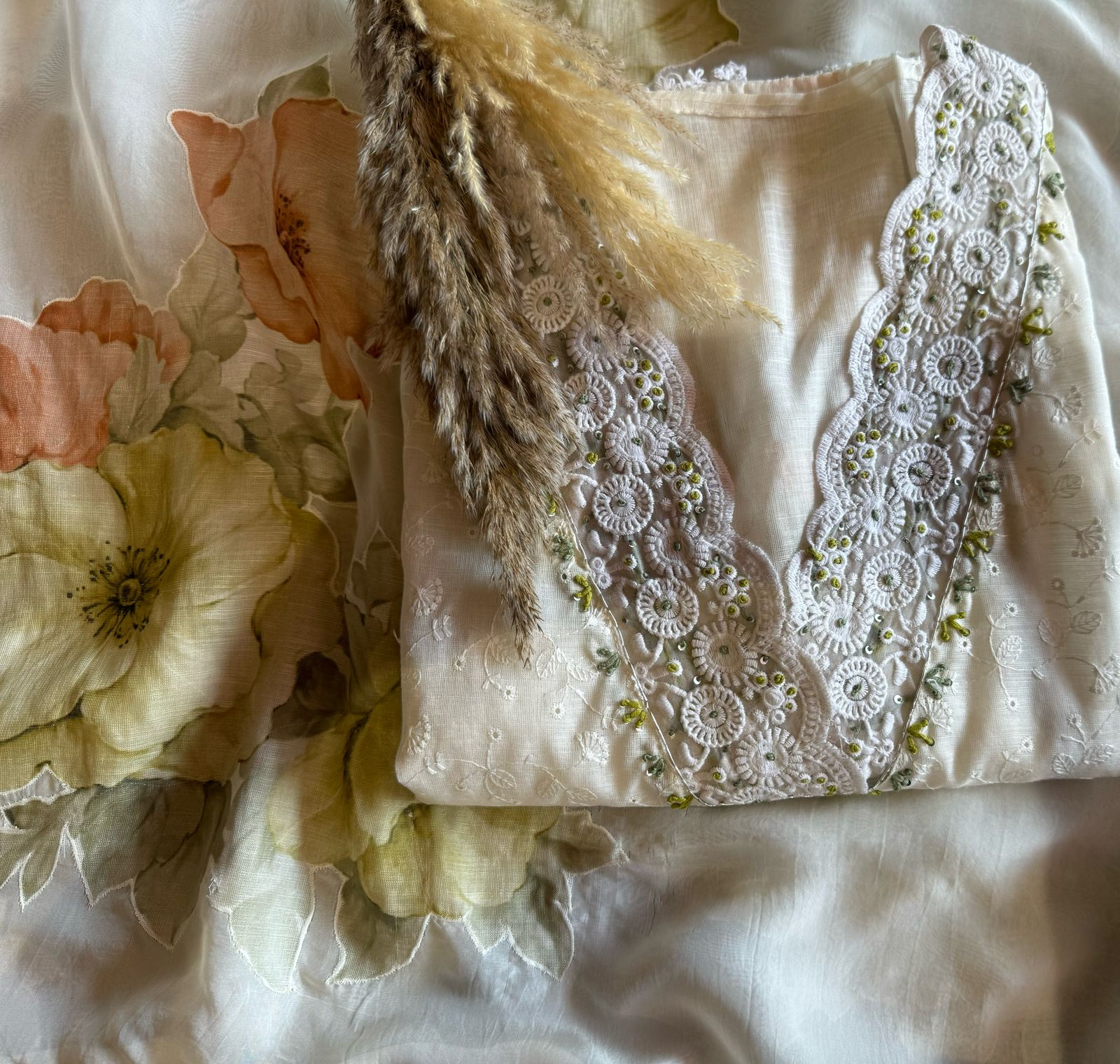 Embroidered chicken shirt Unstitched