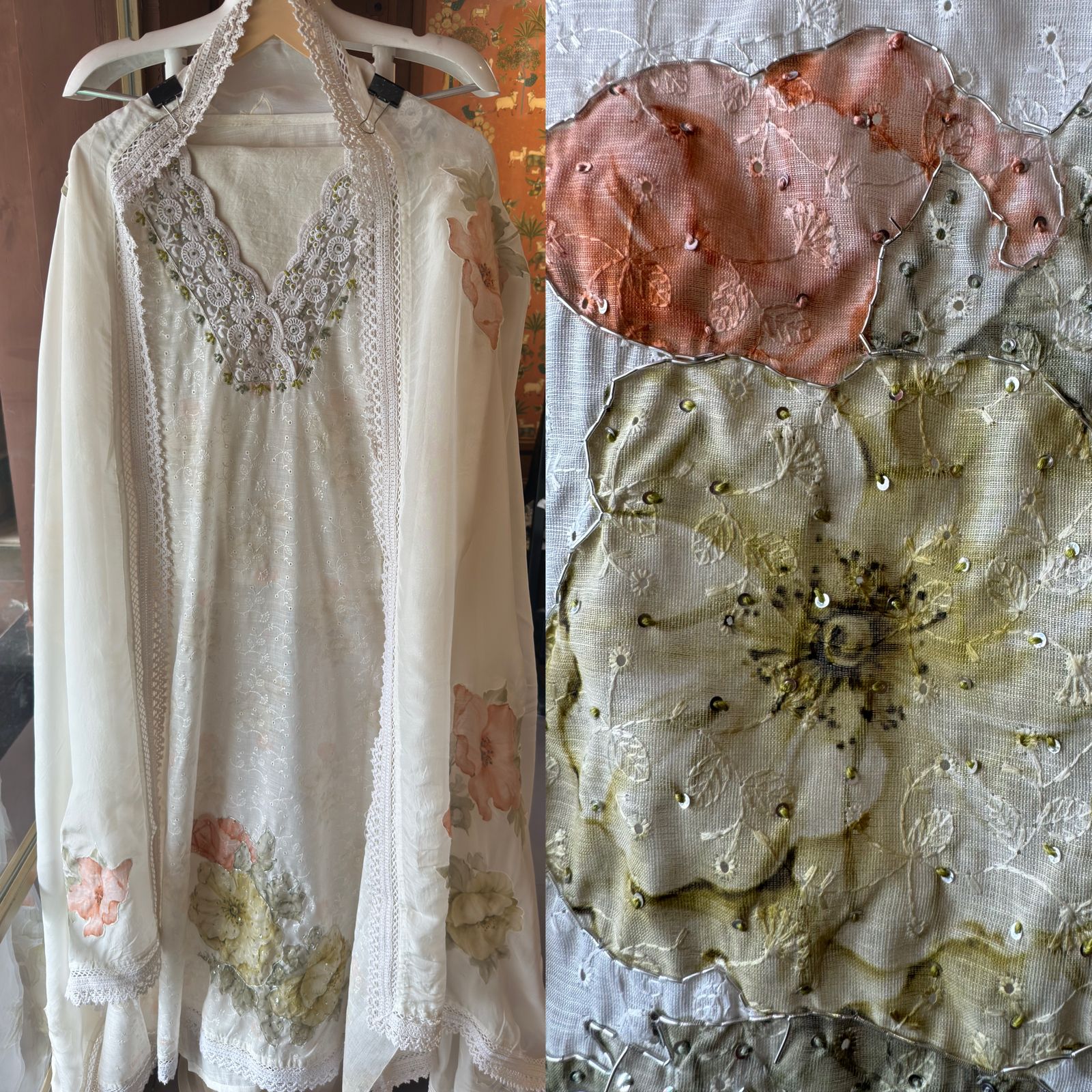 Embroidered chicken shirt Unstitched